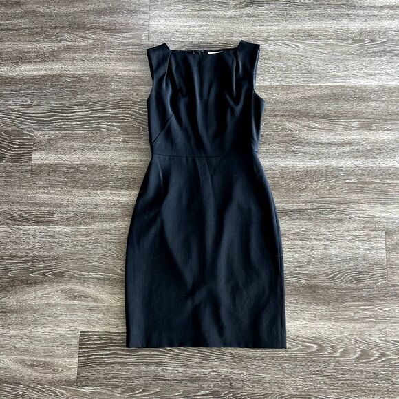 EUC MM Lafleur The Ryann Dress Jet Twill Sheath Dress Jet Black  Size 4 - Picture 4 of 13